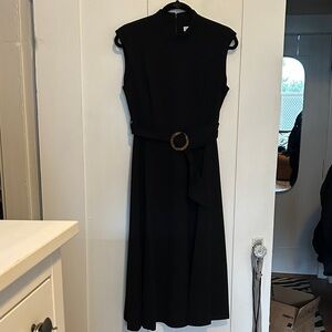 Calvin Klein Black Midi Dress with Belt